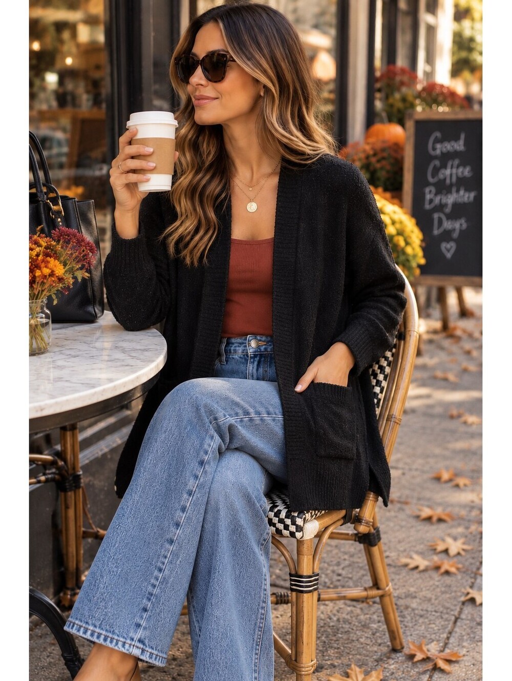 Rachel Zoe Black Open Front Cardigan Super Soft Cozy Knit Size S